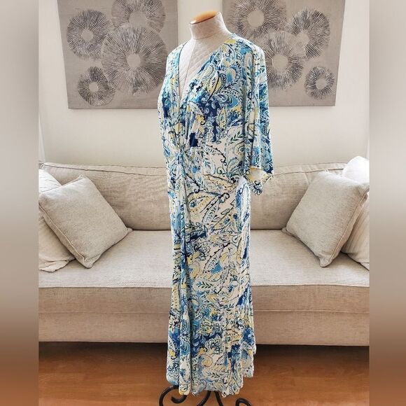 Lauren Ralph Lauren Paisley Linen-Blend Jersey Dress sz 2x - Picture 5 of 12